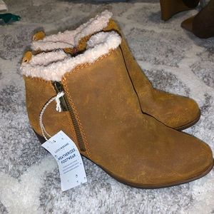 Lucky brand leather booties fur lined